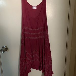 Free People Magenta Trapeze Lace Slip
